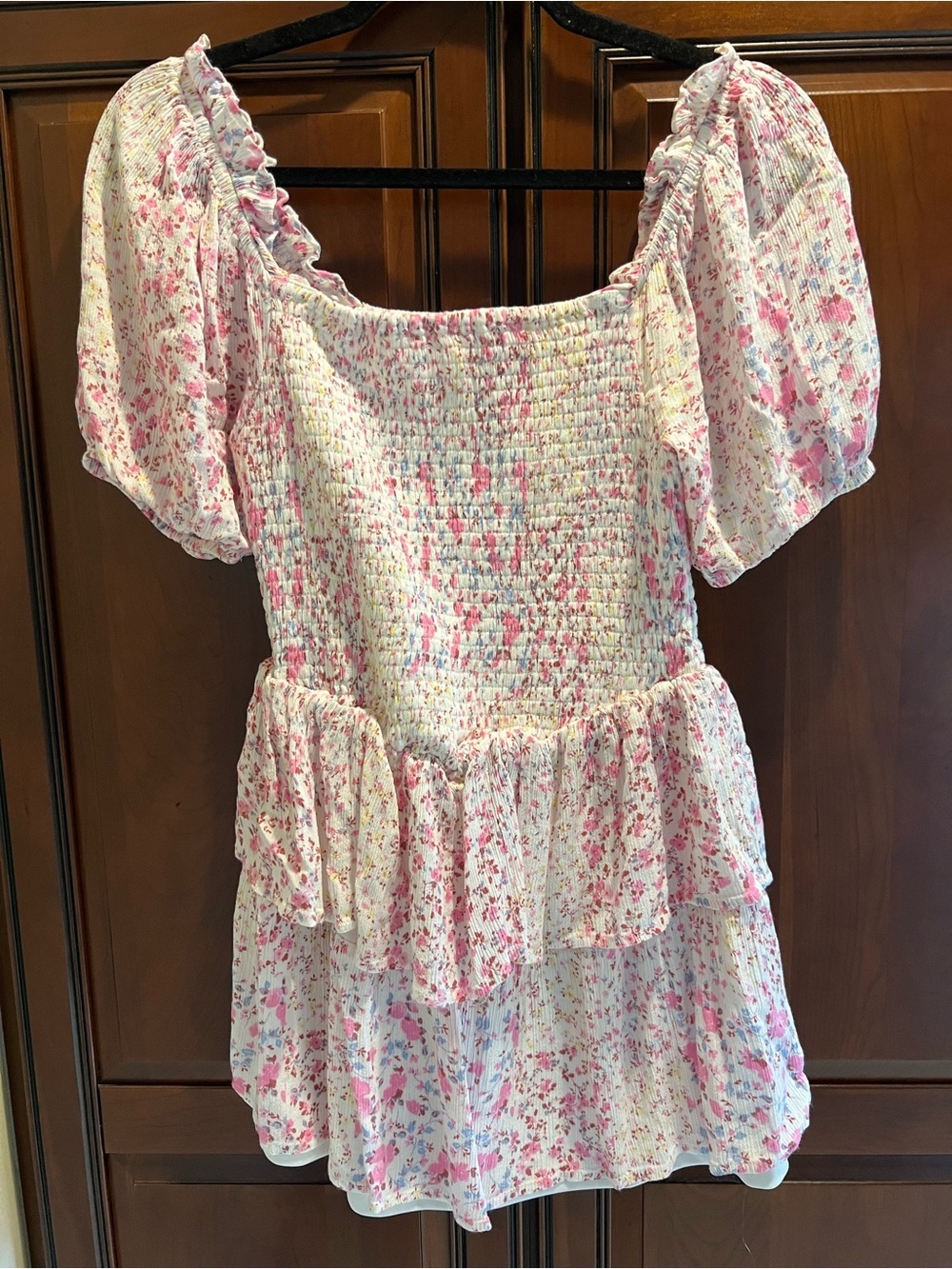 Japna Pink Floral Off-Shoulder Ruffled Top - S